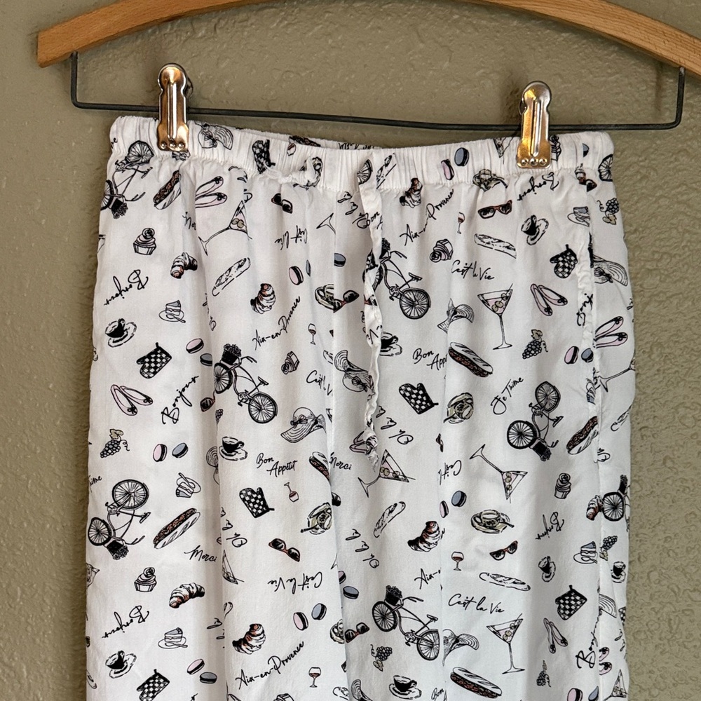 Chic White Patterned Women's Pajama Pants